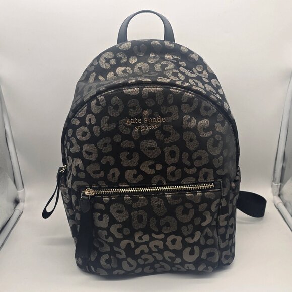 Kate Spade Chelsea The Little Better Leopard Graphic Backpack K9304 Black Multi main image 5